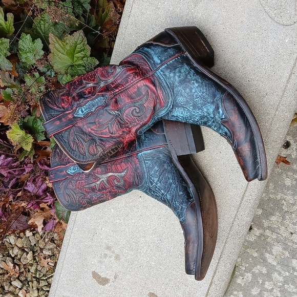 Lucchese Stonewashed Goat Cowgirl Boot Robins Egg N9320 sz 9 - Picture 6 of 16